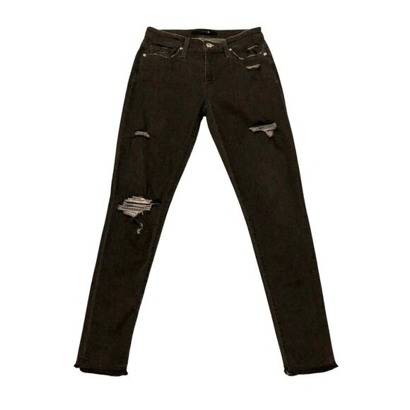 Joe’s Jeans 26 Dark Blue Distressed Mid Rise Raw Hems 27 in Inseam Women's - Picture 1 of 12